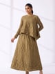 Beige Textured Top and Maxi Skirt Co-ord Set - Pleats by Aruni - Image 1