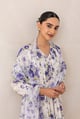 Purple/White Floral Flared Kurta Set with Palazzo and Dupatta - CHHIPA JAIPUR - Image 1