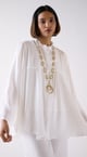 Ivory Crushed Satin Shirt with Mala Ivory color