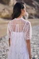 Tiered Embroidered Mesh Dress White color