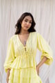 Yellow Linen Long Sleeve Top Yellow color