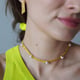 Flat Chain Pearl Choker Gold color