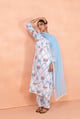 Blue Printed Cotton Kurta Set with Dupatta - CHHIPA JAIPUR - Image 1