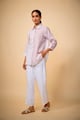 Pure Linen White Pants with Lining White color