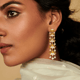 Lotus Garden Drop Earrings White/Gold color