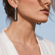 Black Enamel Line Hoop Black color