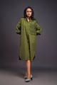 Oversized Shirt Dress with Embroidered Pocket Green color