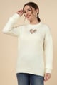 Heart Cut Embellished Sweater White color