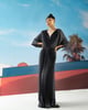 Pleated Winged Gown Grey color