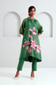 Pine Green Suvi Set - Embroidered Tunic + Pants Pine Green color