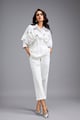 White Embellished Button-Down Shirt with Pants White color
