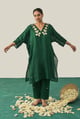 The Flush Femme Kurta Set - Bottle Green Bottle Green color