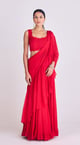Pre-Draped Saree Red color
