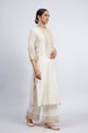 Aadirah - Embroidered Kurta Set with Side Pockets Daisy Ivory color