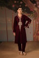 Dori Embroidered Kurta with Narrow Pants Wine color