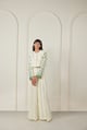 Embellished Jacket with Pleated Pants (off White) Off White color