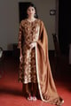 Argan Oil Brown Woven Silk Salwar Suit Argan Oil Brown color