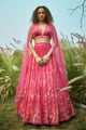 Pink Floral Lehenga Set - Basil Leaf - Image 1