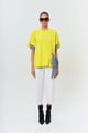 Bright Yellow Cotton Boxy Top with Gingham Bow Detail - KOR - Image 1