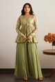 Leah Peplum Set Green color