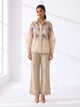 Beige Embroidered Organza Shirt and Wide-Leg Pants Co-ord - RUCHIKA MALLIKA LABEL - Image 1