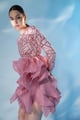 Rose Sequin Organza Dress Rose color
