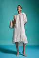 Lace Hem Teeshirt Dress White color