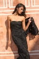 Metallic Lace Gown and Cape Black color