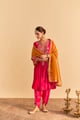 Eira- Silk Velvet A-Line Kurta & Dhoti Pink color