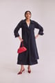 Navy Blue Trench Coat & Skirt Set Navy Blue color