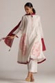 Ivory and Maroon Chanderi Floral Print A-Line Kurta Set - Ganga Fashions Pvt Ltd - Image 1