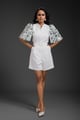 Playsuit with Neon Metallic Sleeve Detail and Belt White color