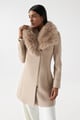 Grace Woollen Coat with Fur Beige color