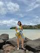 Positano Dress in Limoncello Print Blue color