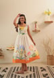 White Floral Square Neck Fit and Flare Midi Dress - BEYOND TARA - Image 1