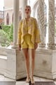 Honeycomb Embroidered Overlay Jacket Yellow color