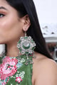 Rahat Glass Earring Green/Silver color