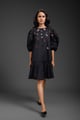 Cotton Dress with Neon Metallic Detailing Black color