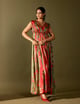 Bagh Hand Draped Kurta Set Red/Green color