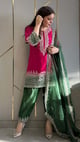 Magenta Chanderi Straight Phiran Kurta with Farshi Salwar Magenta� color