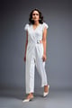 Jumpsuit with Tulle Shoulders and Neon Belt White color