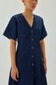 A-Line Denim Midi Dress Blue color