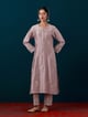All Over Motifs Placket Kurta with Pant Onion color