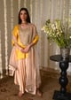 Rani Tunic in Yellow with Deep Ivory Cowl Palazzo Yellow color