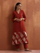 Metallic Straight Kurta Set Rust color