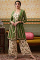 Mehr Printed Jumpsuit with Embellished Top Green color