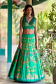 Green Lehenga Set Green color