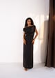 100% Linen Asymmetrical Straight Dress Black color