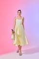 Victoria Corset Midi Dress Butter Yellow color