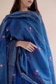 Persian Blue Block Printed Chanderi Kurta Set Blue color